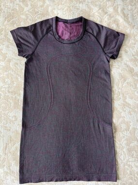 lululemon athletica Purple Striped Short-Sleeve Active Tee